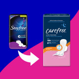CAREFREE® Ultra Thin Pads, Overnight With Wings