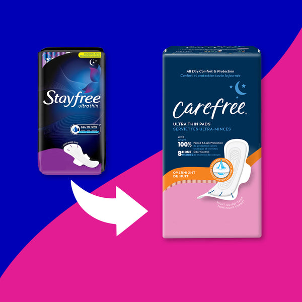 Stayfree® Ultra Thin Overnight Pads, With Wings