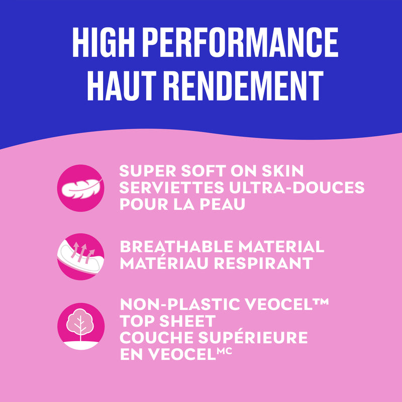 CAREFREE® Ultra Thin Pads, Overnight With Wings