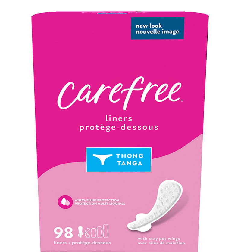 Carefree® Thong Panty Liners, Unwrapped