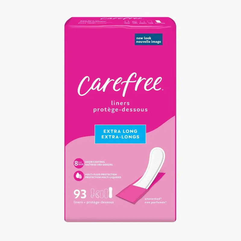 Carefree Panty Liners, Extra Long Liners, Wrapped, Unscented, 93ct